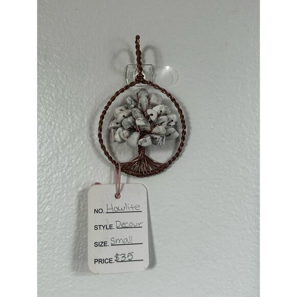 Handmade Wirewrapped Copper and Howlite Crystal Tree of Life,2-3inch Wall Decor - Picture 2 of 5